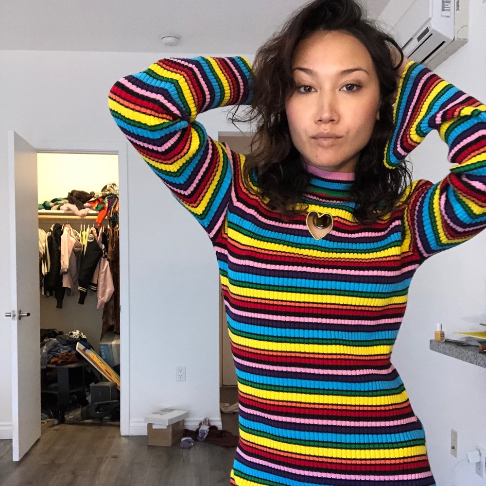 Lazy Oaf rainbow sweater dress XS